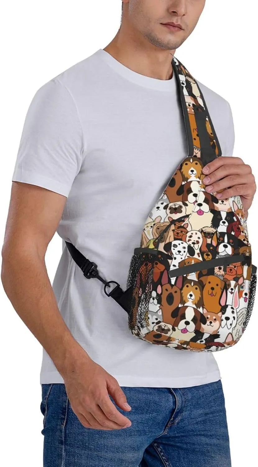 Funny Dogs collection Unisex Sling Daypacks Adjustable Rope Shoulder Chest Bags Gym Sport Travel Hiking Daypack For Men Women Gift