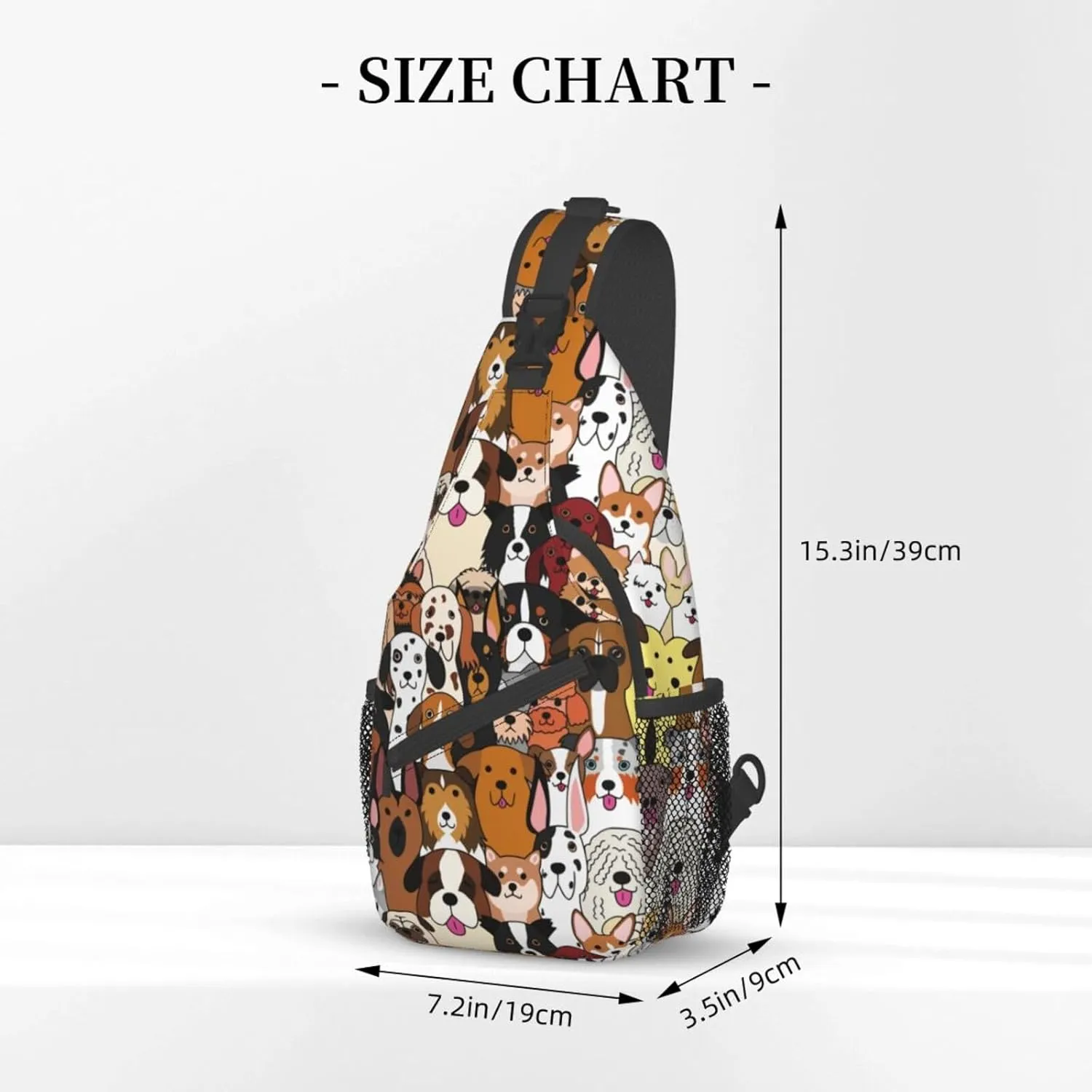 Funny Dogs collection Unisex Sling Daypacks Adjustable Rope Shoulder Chest Bags Gym Sport Travel Hiking Daypack For Men Women Gift