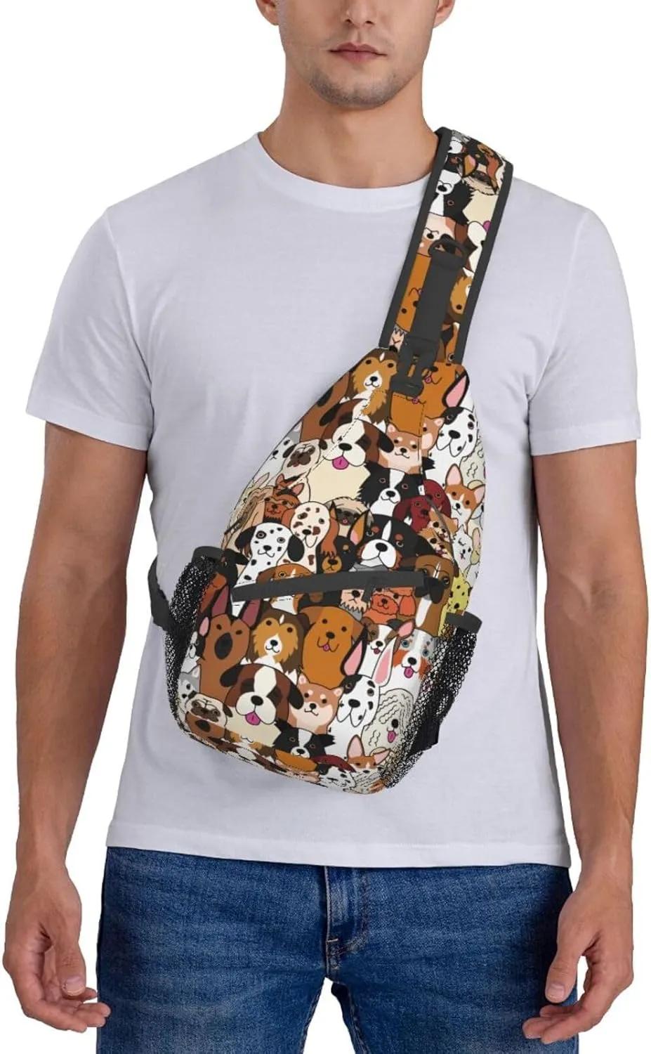 Funny Dogs collection Unisex Sling Daypacks Adjustable Rope Shoulder Chest Bags Gym Sport Travel Hiking Daypack For Men Women Gift