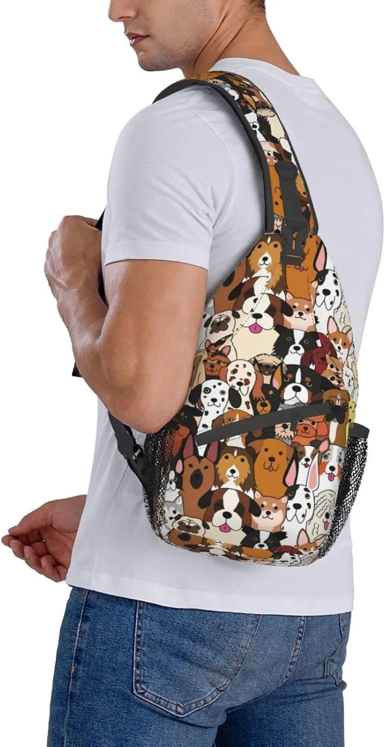 Funny Dogs collection Unisex Sling Daypacks Adjustable Rope Shoulder Chest Bags Gym Sport Travel Hiking Daypack For Men Women Gift