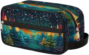 Galaxy Pine Travel Toiletry Bag Wash Bag Portable Cosmetic Bag Toiletries Accessories Cosmetic Storage Bag Shower Shaving Bag Unisex Star Forest