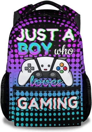 Gamer Backpack for Boys, 16 Inch Gaming Backpacks for School, Cool, Adjustable Straps, Durable, Lightweight, Large Capacity Bookbag for Kids