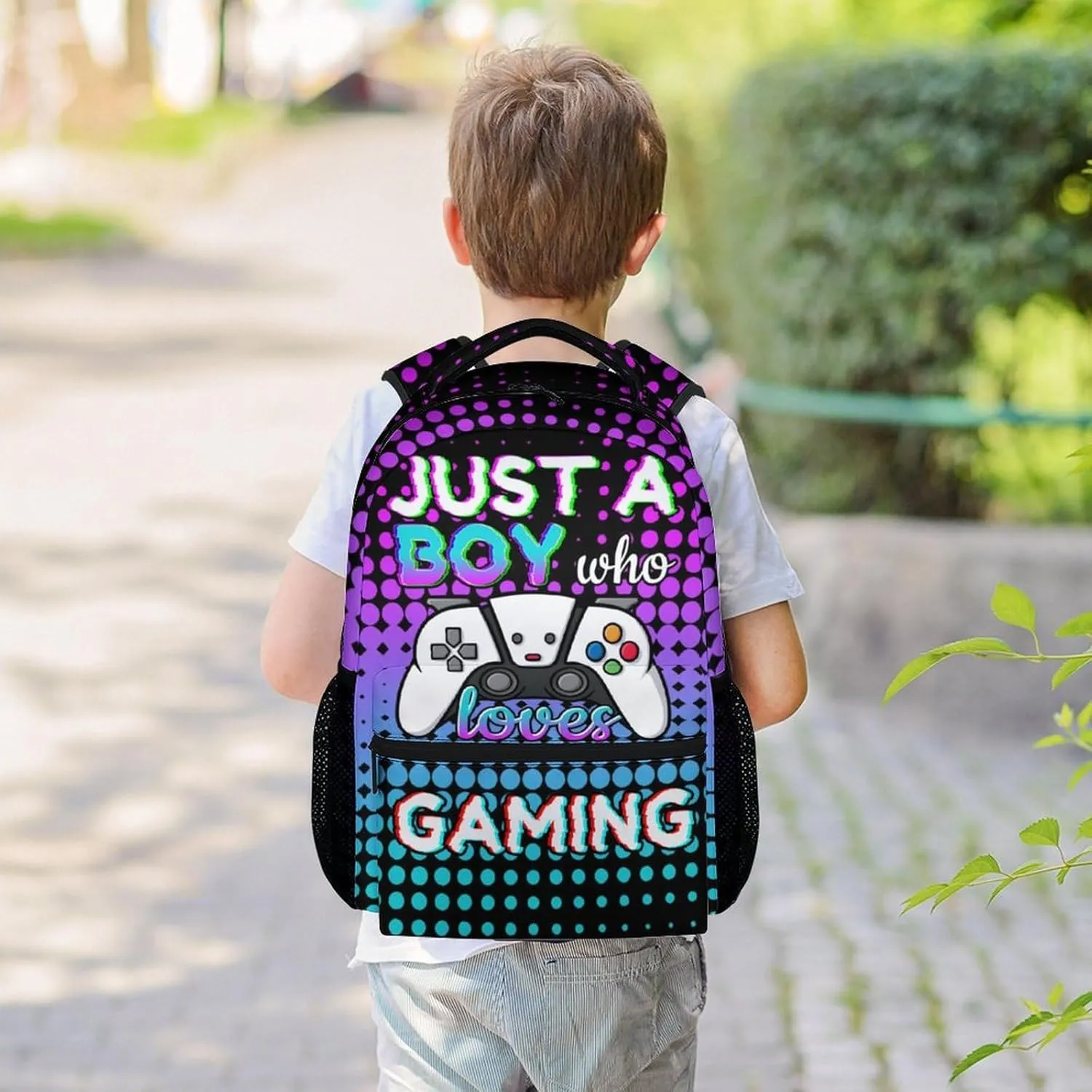 Gamer Backpack for Boys, 16 Inch Gaming Backpacks for School, Cool, Adjustable Straps, Durable, Lightweight, Large Capacity Bookbag for Kids
