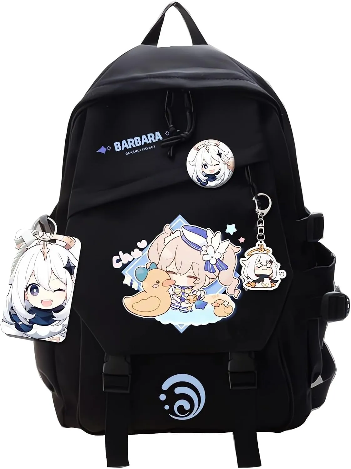 Genshin Impact Backpack Barbara Backpack Cute 3D Printed Daypack Laptop 17" Large Capacity Travel Black BackPack With Gift