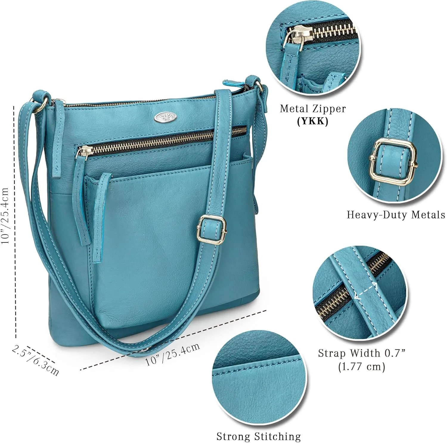 Genuine Leather Crossbody Bags for Women, Premium Handmade Leather Purses - Shoulder Handbags, Adjustable Strap