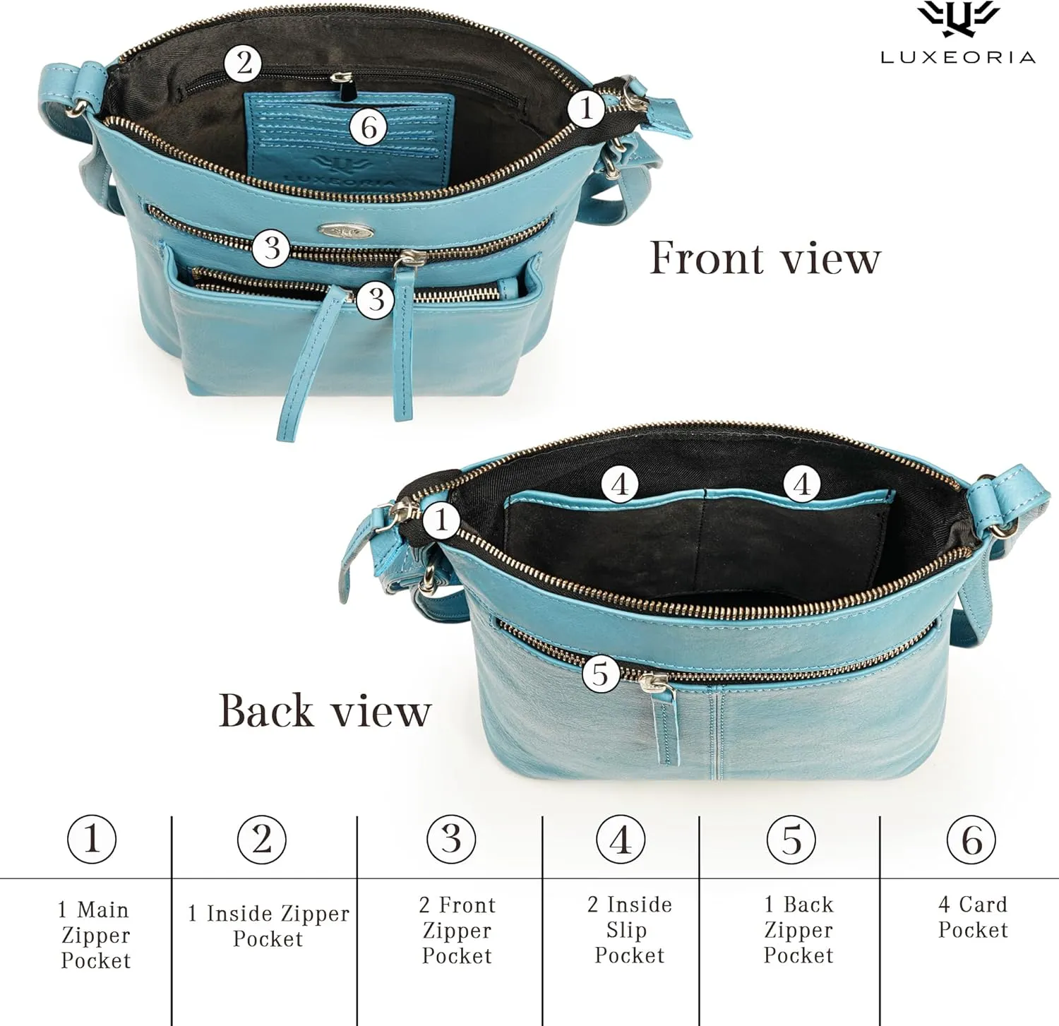 Genuine Leather Crossbody Bags for Women, Premium Handmade Leather Purses - Shoulder Handbags, Adjustable Strap