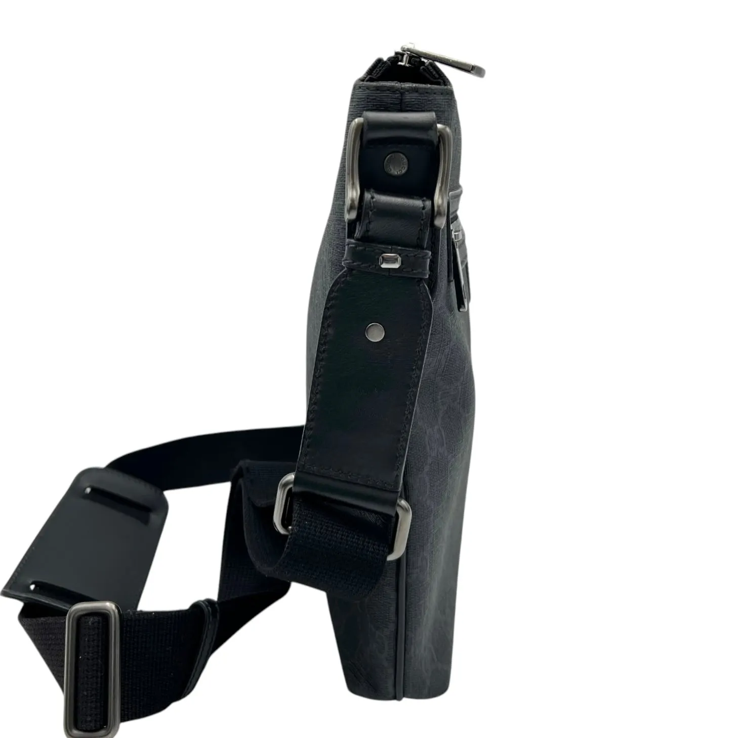 GG Supreme Black Messenger in Coated Canvas, Ruthenium hardware