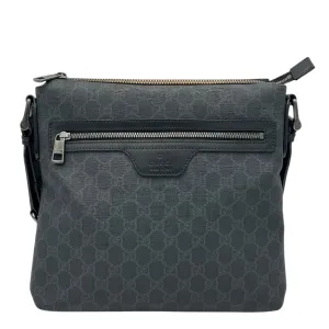 GG Supreme Black Messenger in Coated Canvas, Ruthenium hardware