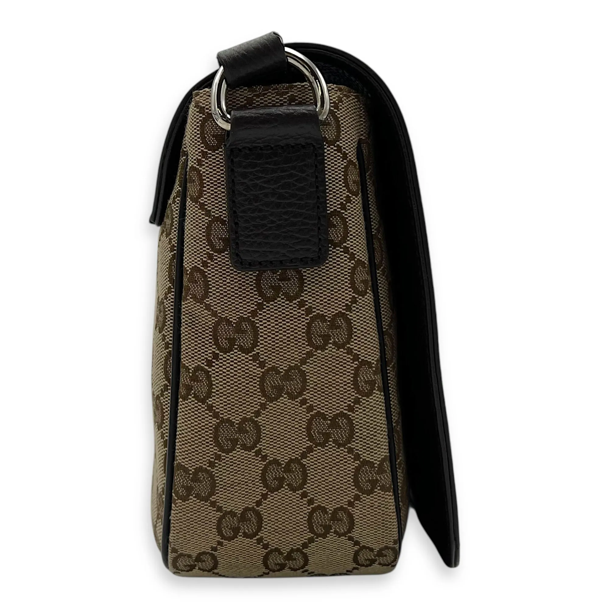 GG Supreme Small Brown Messenger in Canvas, Silver hardware