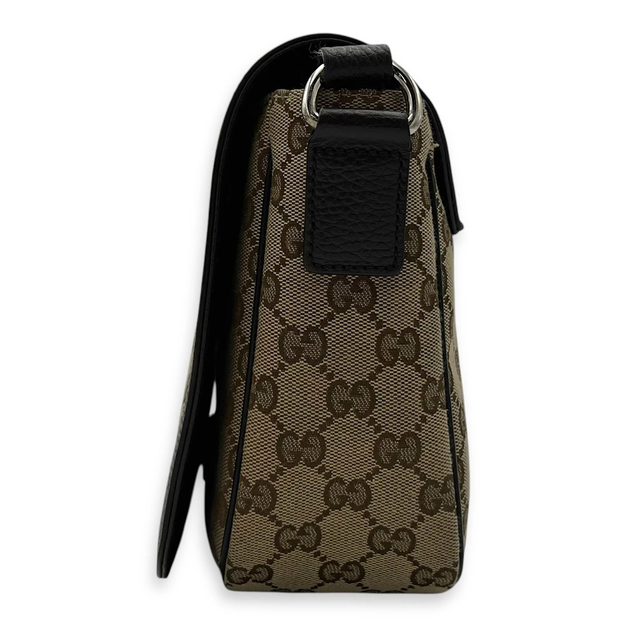 GG Supreme Small Brown Messenger in Canvas, Silver hardware