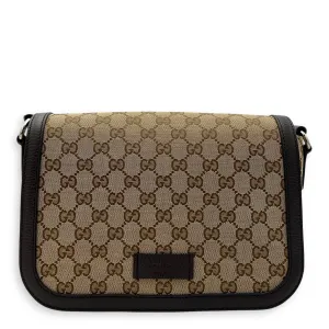 GG Supreme Small Brown Messenger in Canvas, Silver hardware
