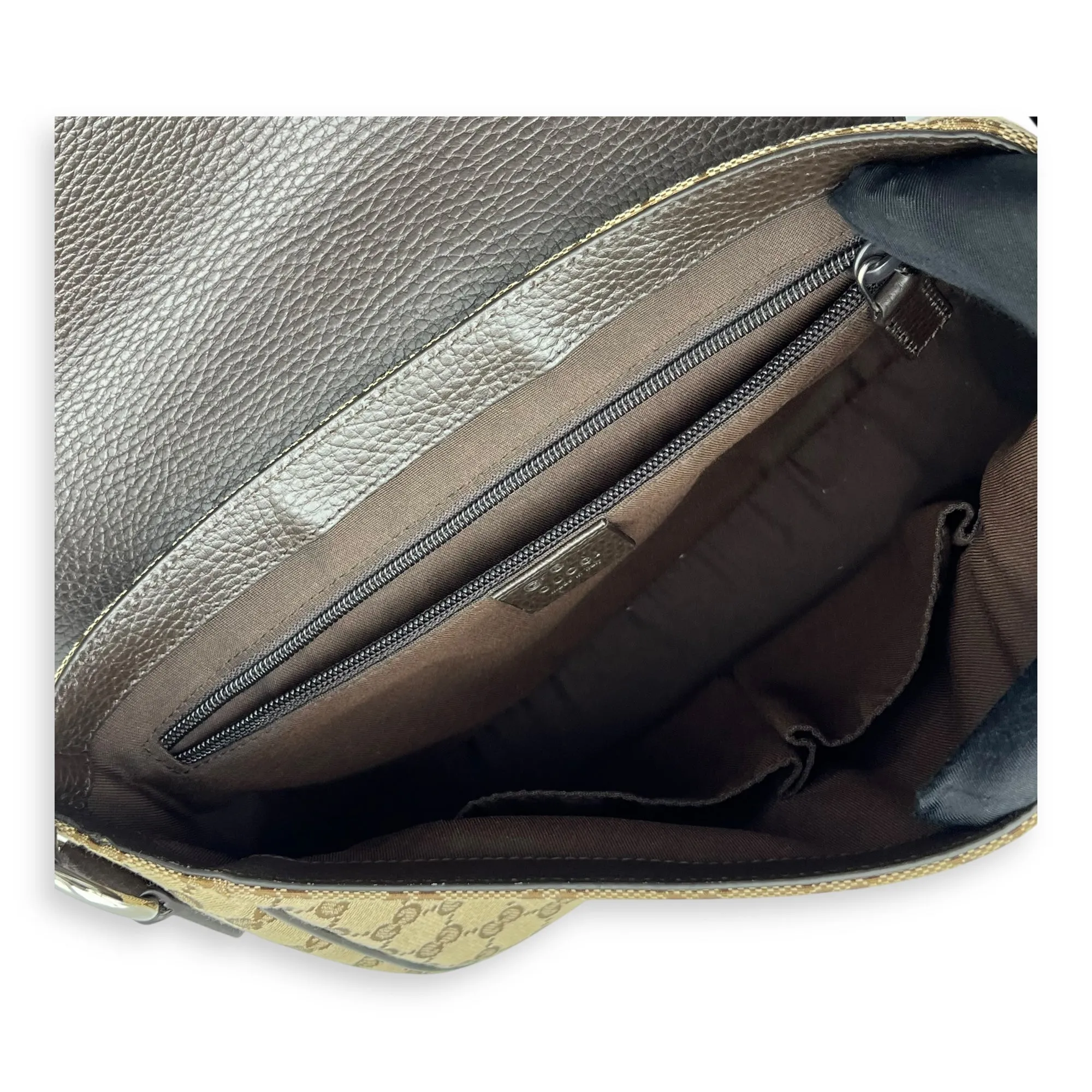 GG Supreme Small Brown Messenger in Canvas, Silver hardware