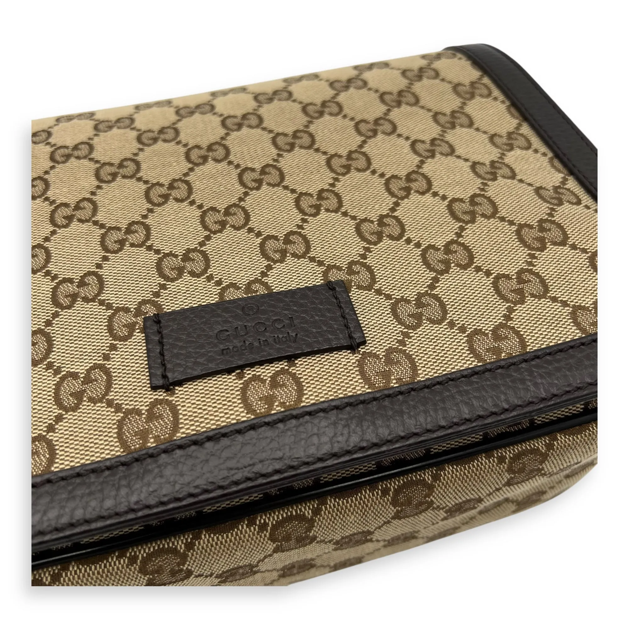 GG Supreme Small Brown Messenger in Canvas, Silver hardware