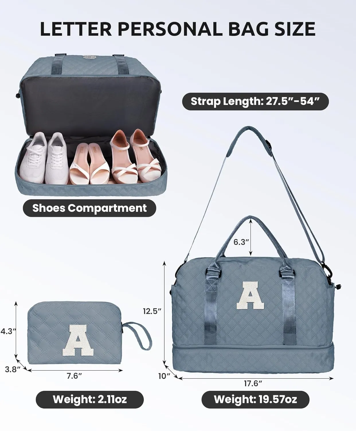 Gifts for Her-Overnight Bags for Women, Personalized Weekender Bag, Monogram Travel Bag, Letter Bag with Makeup Bag，Daughter Friend Gifts, Initial Gift for Mom Sister (Letter P)