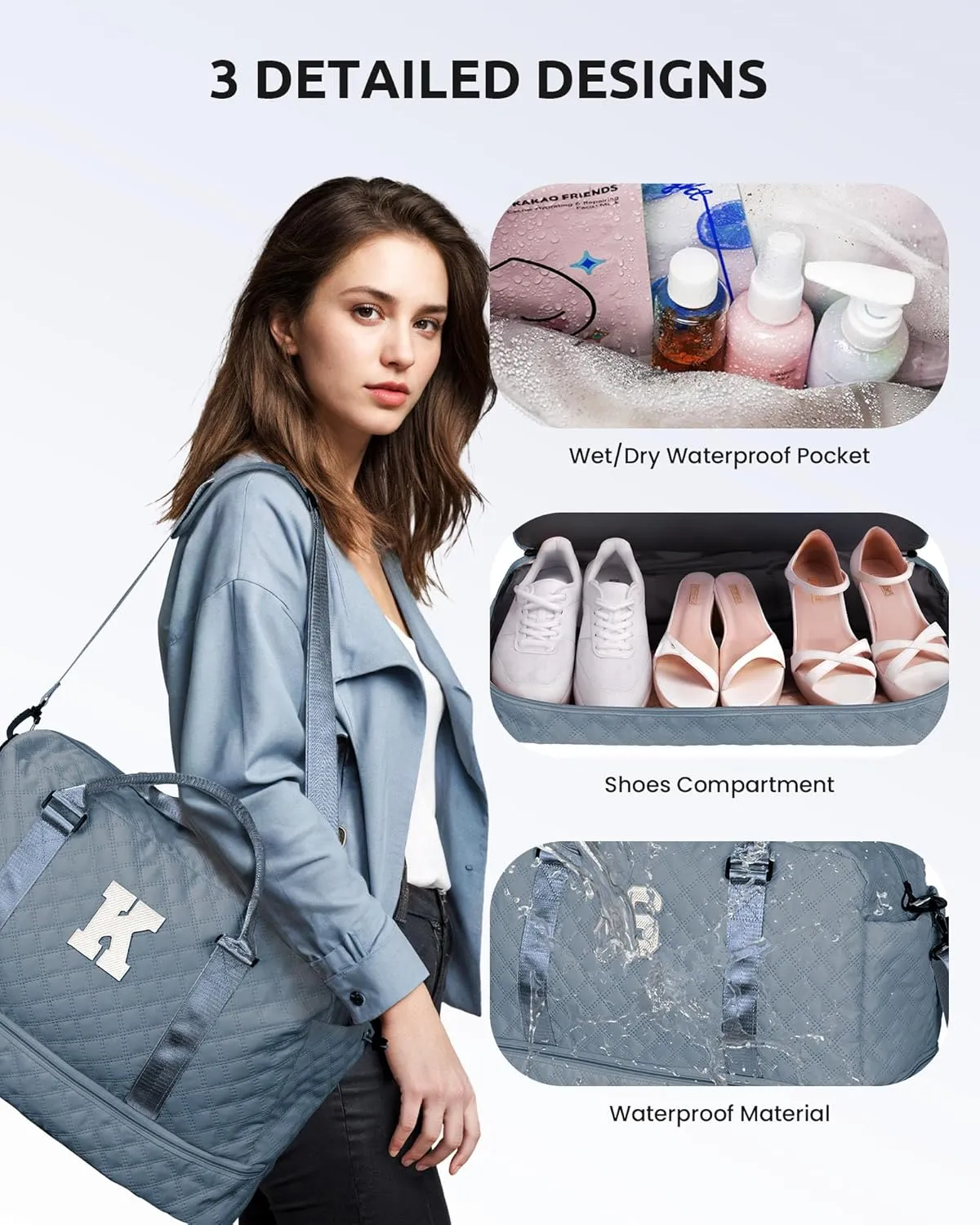 Gifts for Her-Overnight Bags for Women, Personalized Weekender Bag, Monogram Travel Bag, Letter Bag with Makeup Bag，Daughter Friend Gifts, Initial Gift for Mom Sister (Letter P)