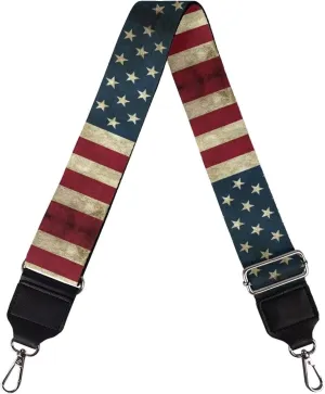 GLENLCWE Vintage American Flag Print Purse Strap Wide Shoulder Strap Adjustable Replacement Belt for Crossbody Canvas Handbag Luggage