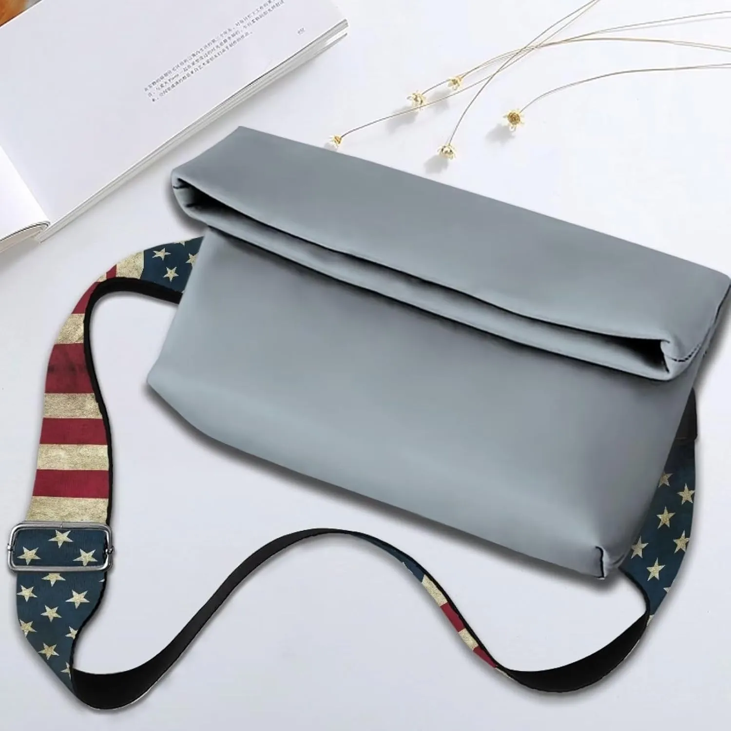 GLENLCWE Vintage American Flag Print Purse Strap Wide Shoulder Strap Adjustable Replacement Belt for Crossbody Canvas Handbag Luggage