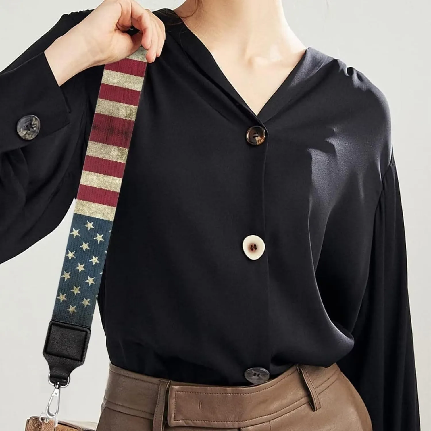 GLENLCWE Vintage American Flag Print Purse Strap Wide Shoulder Strap Adjustable Replacement Belt for Crossbody Canvas Handbag Luggage