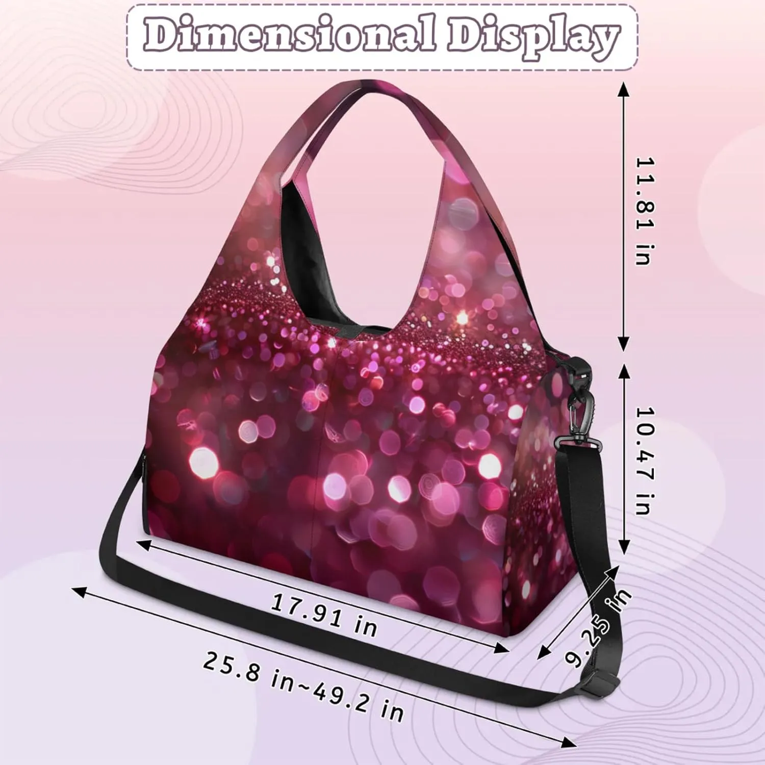 Glitter Sun Lights Gym Bag Yoga Mat Tote for Women with Shoes Compartment Lightweight Duffle Travel Carrier Wet Dry Storage Pockets Adjustable Pilates Mats Shoulder Bags for Sport Swim