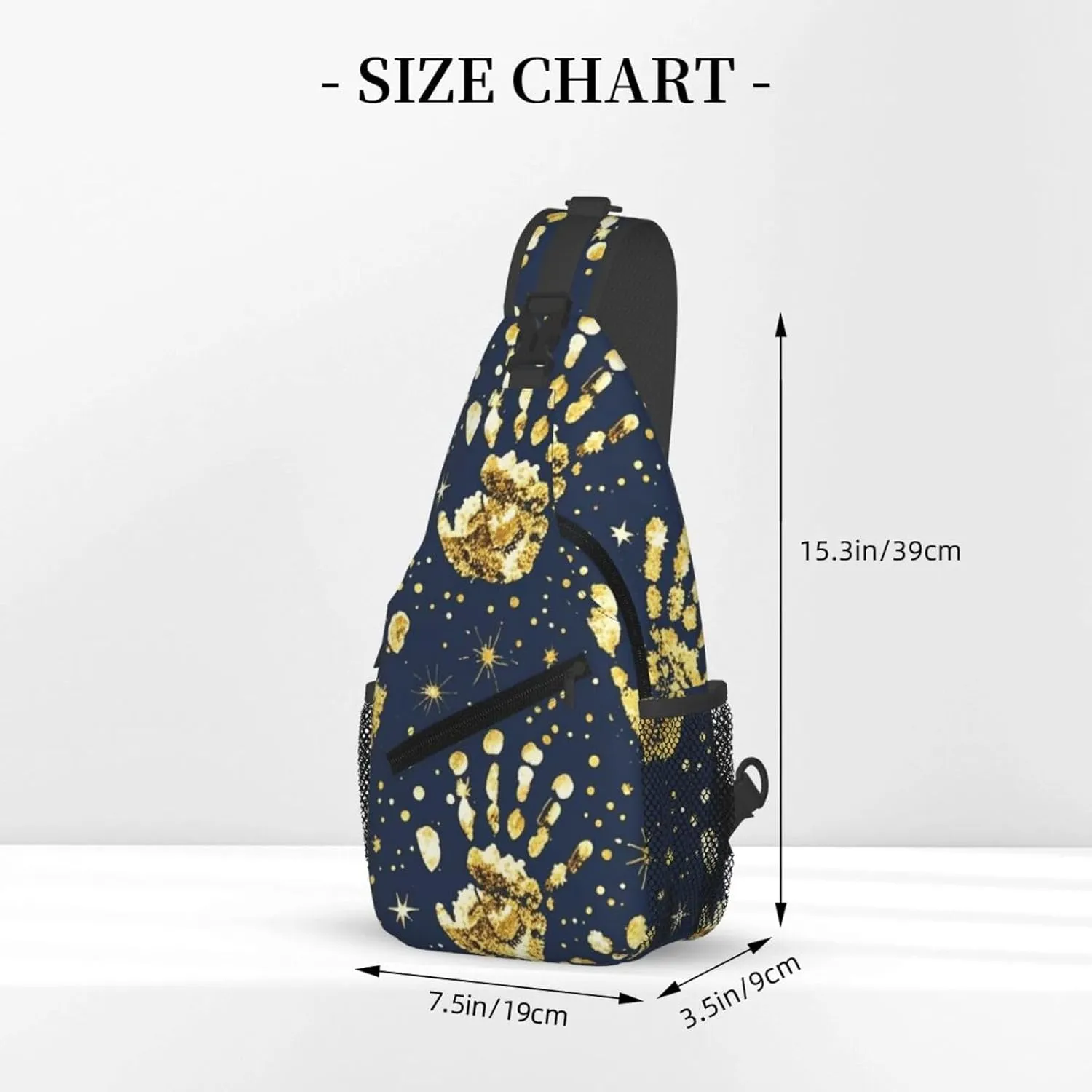 Gold Handprint Starry Sky Crossbody Bags Cross Chest Bag Adjustable Sling Backpack for Women Men