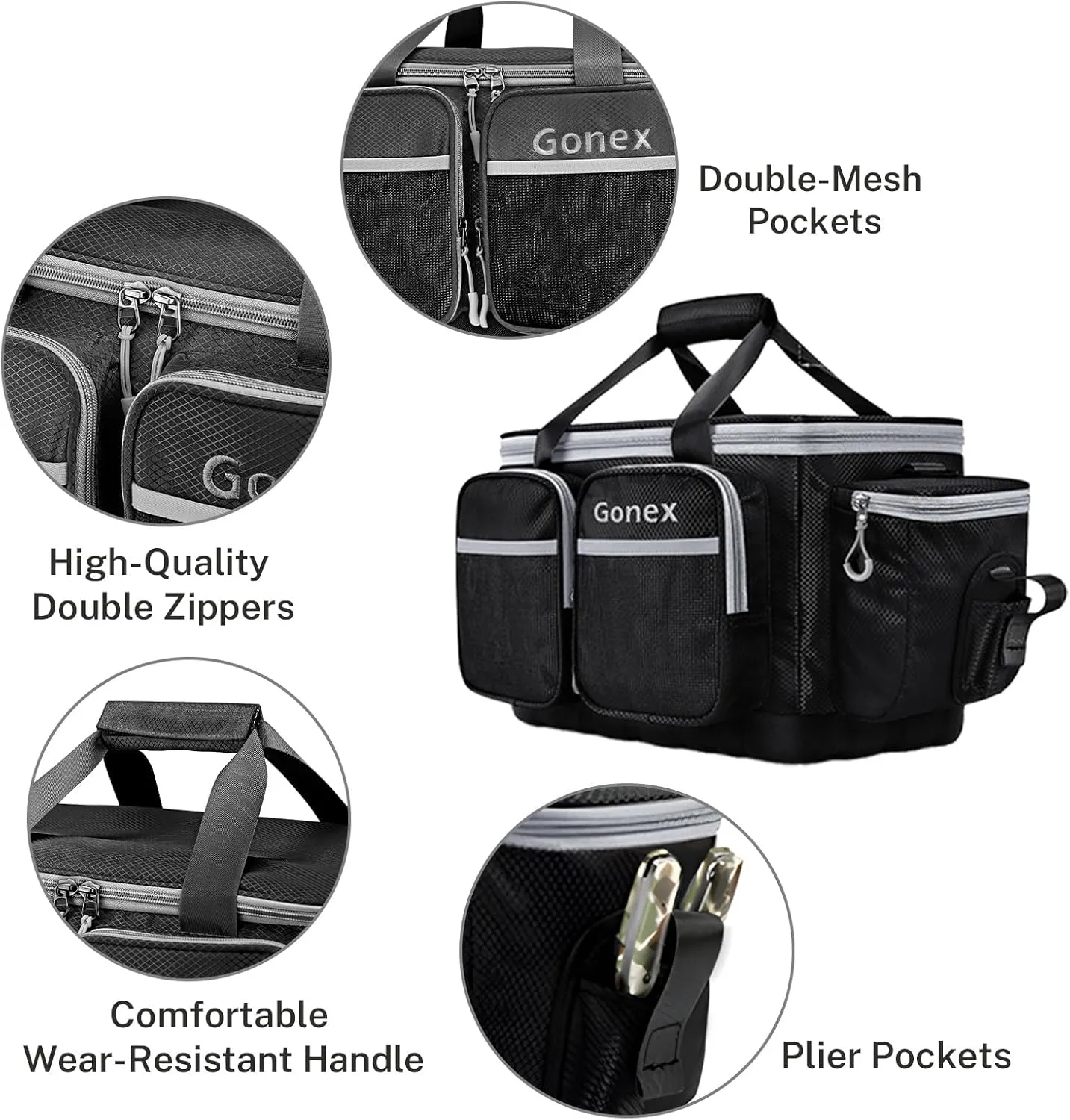 Gonex Fishing Tackle Bag, Water-Resistant Polyester Material Fishing Tackle Storage Bag with Padded Shoulder Strap and Non-Slip Base Suitable for 3600 3700 Tackle Box