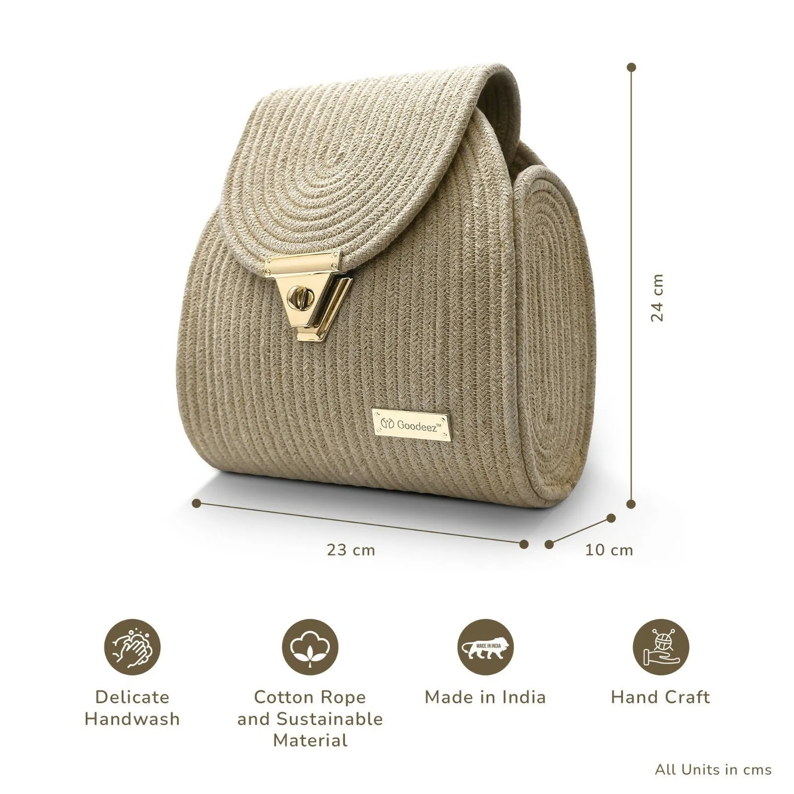 Goodeez Artistic Beige Sling Bag for Women - Unique Design