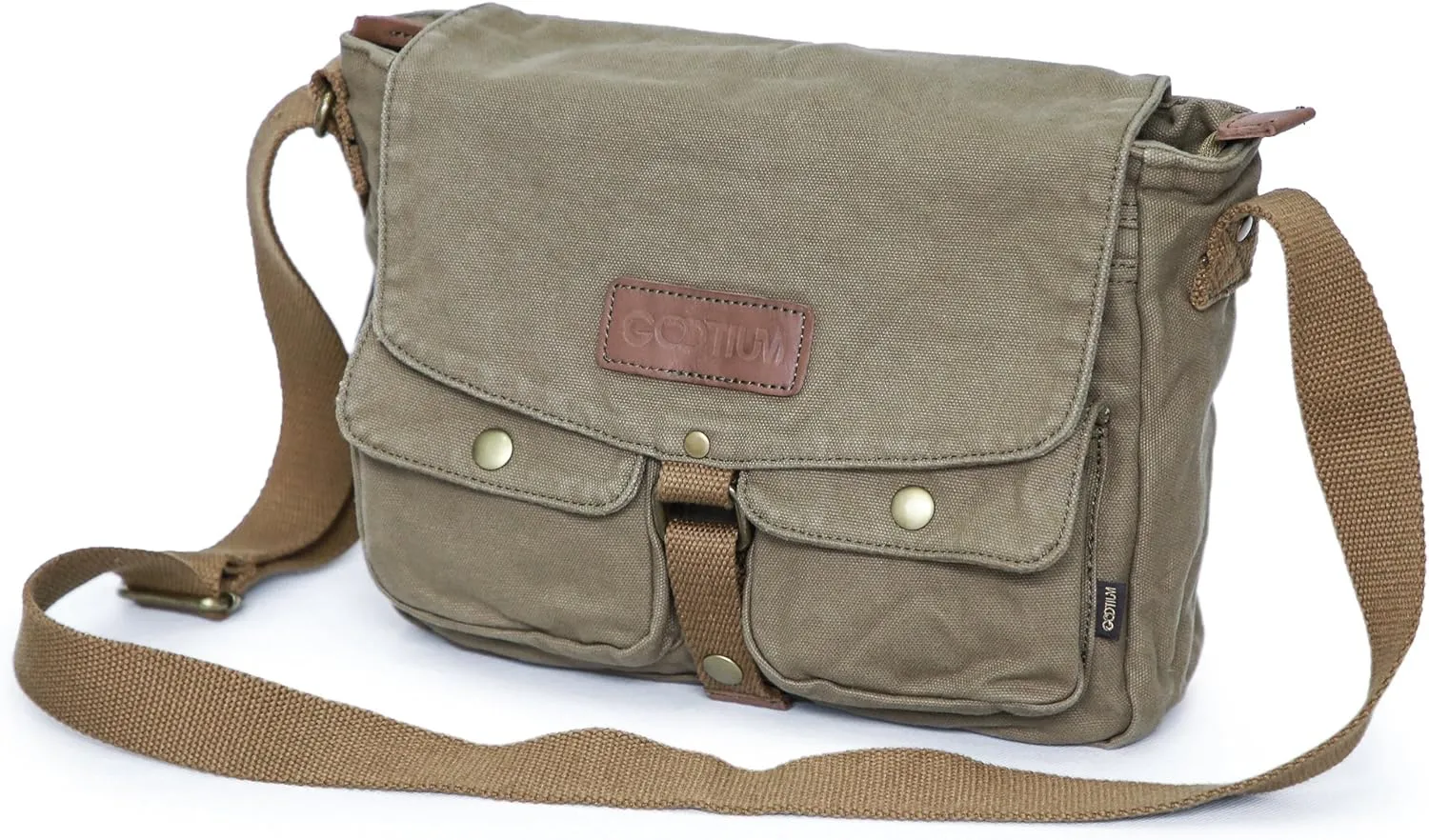 Gootium Canvas Messenger Bag - Vintage Crossbody Shoulder Bag Military Satchel