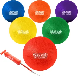 GoSports 8.5 inch Playground Ball (Set of 6) with Carry Bag and Pump