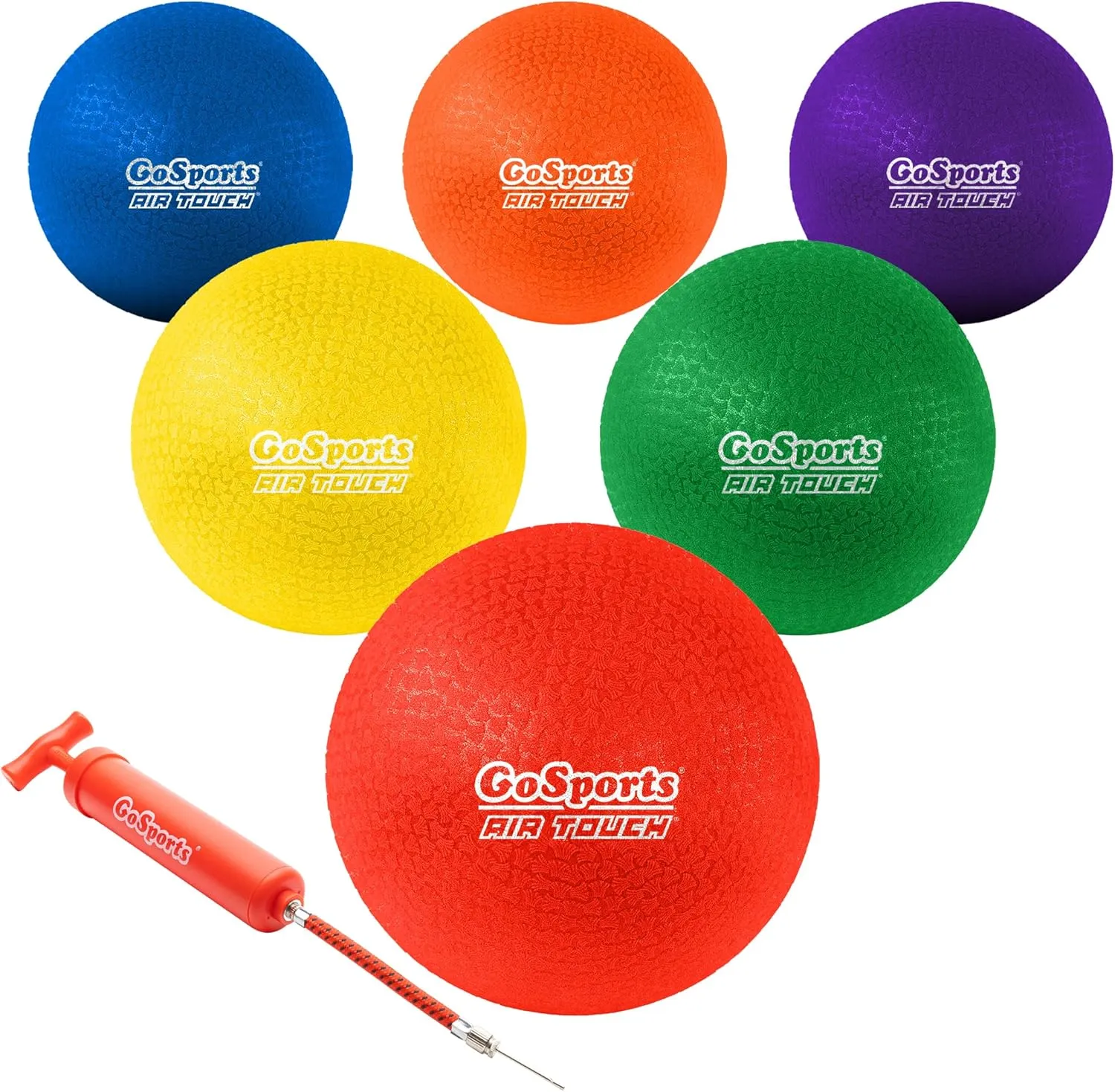GoSports 8.5 inch Playground Ball (Set of 6) with Carry Bag and Pump