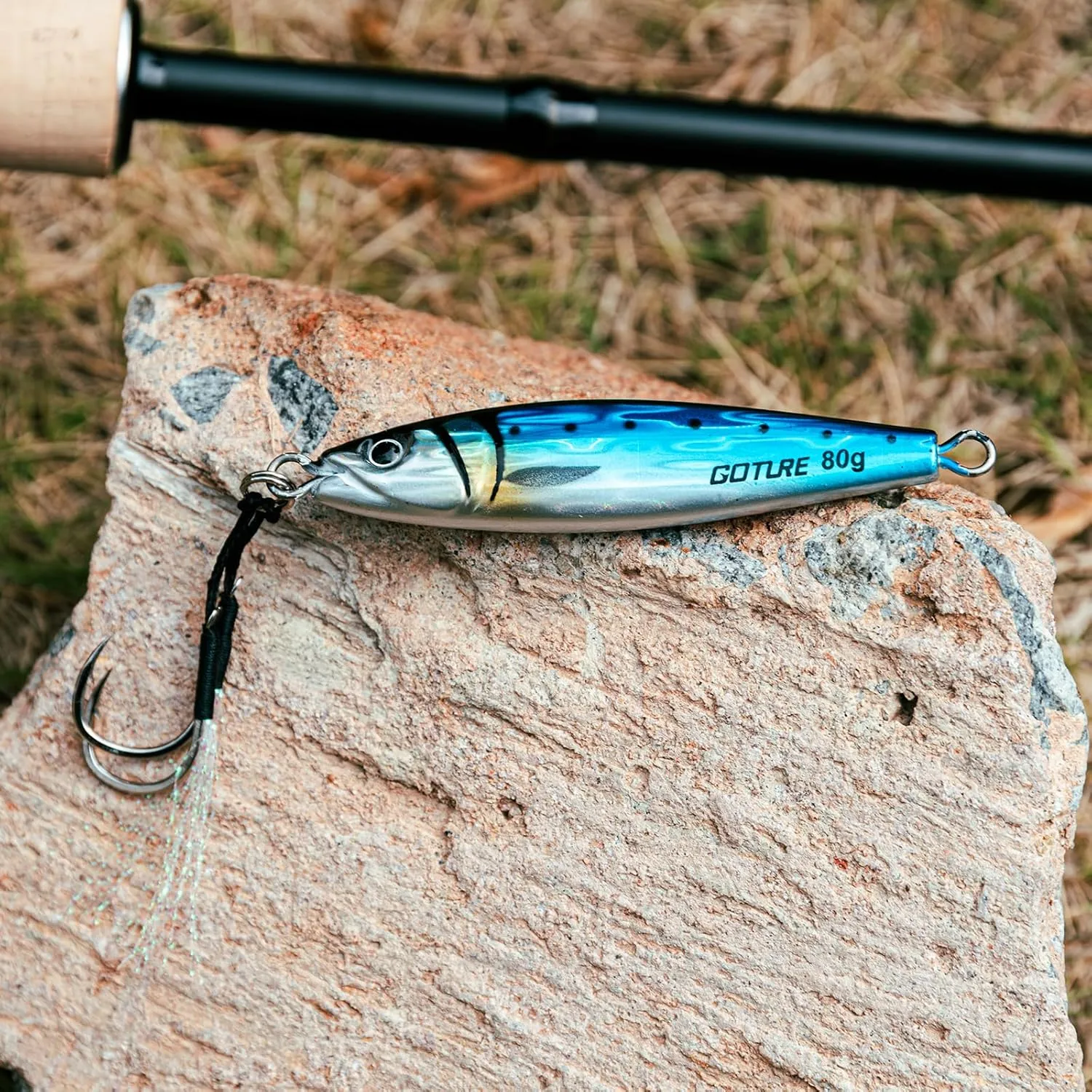 Goture Fishing Jigs Saltwater, 60g/80g/100g/150g Vertical Jigging Lures with Double Assist Hooks, Speed Fast Fall Jig Deep Sea Fishing Jigging Spoon Lures for Tuna,Salmon,Grouper Snapper, Kingfish
