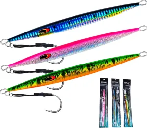 Goture Fishing Jigs Saltwater,60g-400g Vertical Jigs with Assist Hook, Speed Fast Jig Deep Sea Fishing Jigging Spoon Lures for Tuna, Salmon, Sailfish, Striped bass, Grouper Snapper, Kingfish