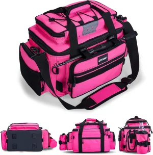 Goture Fishing Tackle Bag, Store Up to 4PCS 3700 Plus 2PCS 3600 Tackle Trays, 600D Soft Side Water-Resistant Gear Storage Fishing Bag with Rod Straps, Detachable Water Bottle Pouch, Waterproof Bottom