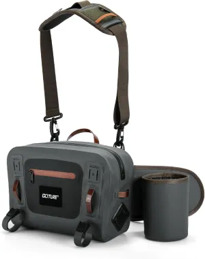 Goture Waterproof Fishing Waist Pack,IPX8 840D TPU Large Tackle Bag with Rod Holder,Airtight Zipper Closure,Detachable Water Bottle Holder, 10L Fly Fishing Bag with Adjustable Strap,Sling Fanny Pack