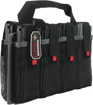G.P.S AR Magazine Tote with Adjustable Hook and Loop Locking Tabs - Holds 8 Magazines - Durable Lightweight Portable Shooting Accessory