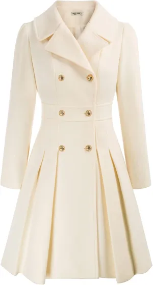 GRACE KARIN 2024 Women's Fashion Trench Coat Notch Lapel Double Breasted Thick A Line Pea Coats Jacket with Pockets(S-2XL)