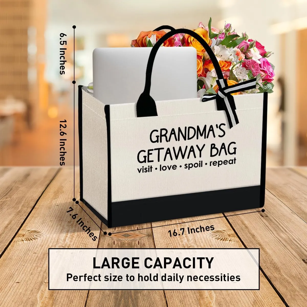 Grandma Canvas Tote Bag Gift, Grandma Gift for Birthday Mother's Day Retirement Nana Grandma to Be Grocery Bag