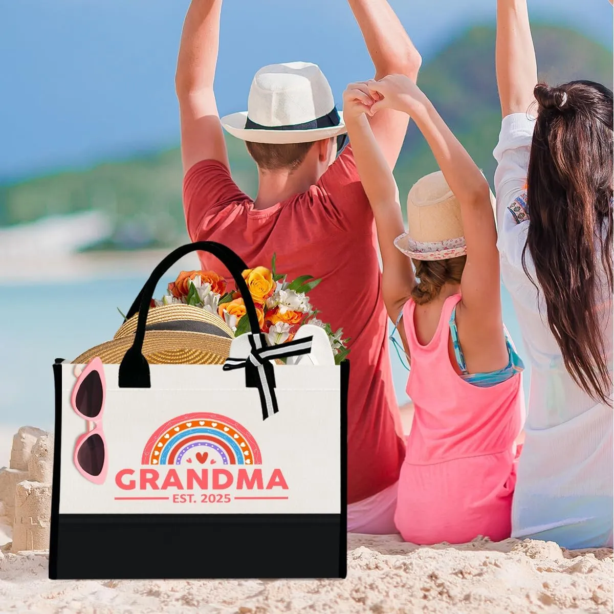 Grandma Canvas Tote Bag Gift, Grandma Gift for Birthday Mother's Day Retirement Nana Grandma to Be Grocery Bag