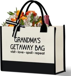 Grandma Canvas Tote Bag Gift, Grandma Gift for Birthday Mother's Day Retirement Nana Grandma to Be Grocery Bag