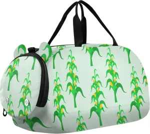 Green Corn Field Sports Duffle Bag for Girls Boys, Gym Bag with Shoe Compartment, Kids Travel Overnight Weekender Shoulder Bag