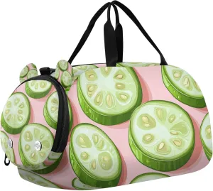 Green Cucumbers Duffle Bag for Toddler Boys Girls, Gym Sports Bag with Shoe Compartments, Kids Travel Overnight Weekender Shoulder Bag