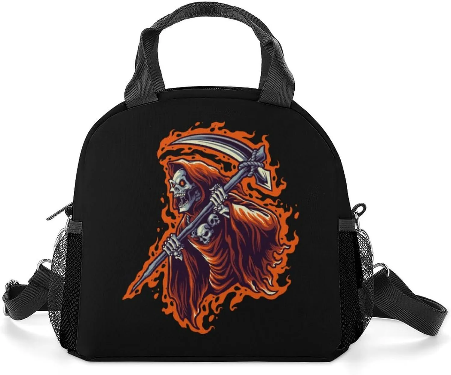 Grim Reaper Lunch Bag Women Insulated Cooler Bag Reusable Crossbody Lunch Tote Bag