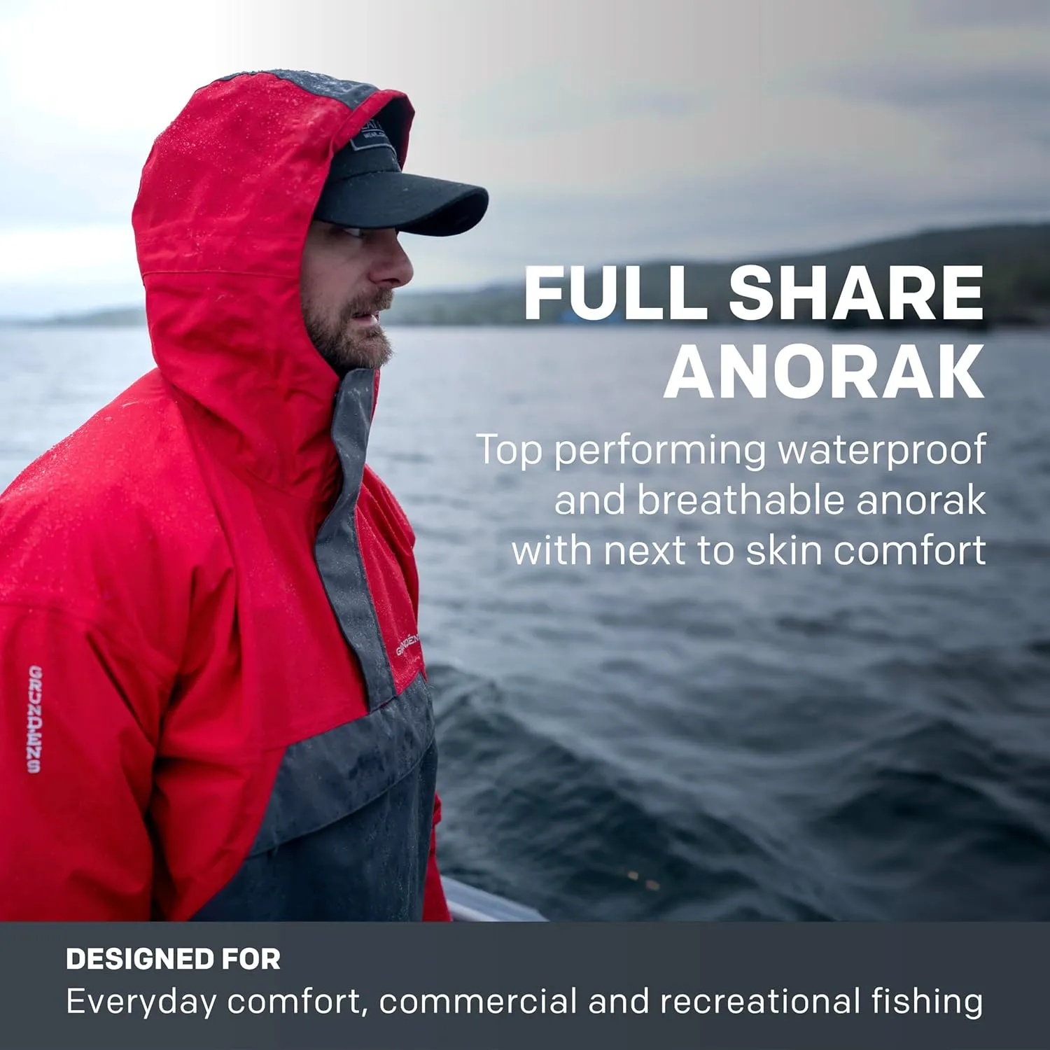 Grundens Men's Full Share Anorak | Durable, Breathable and Waterproof Rain Jacket Designed for Rugged, Heavy-Duty Performance