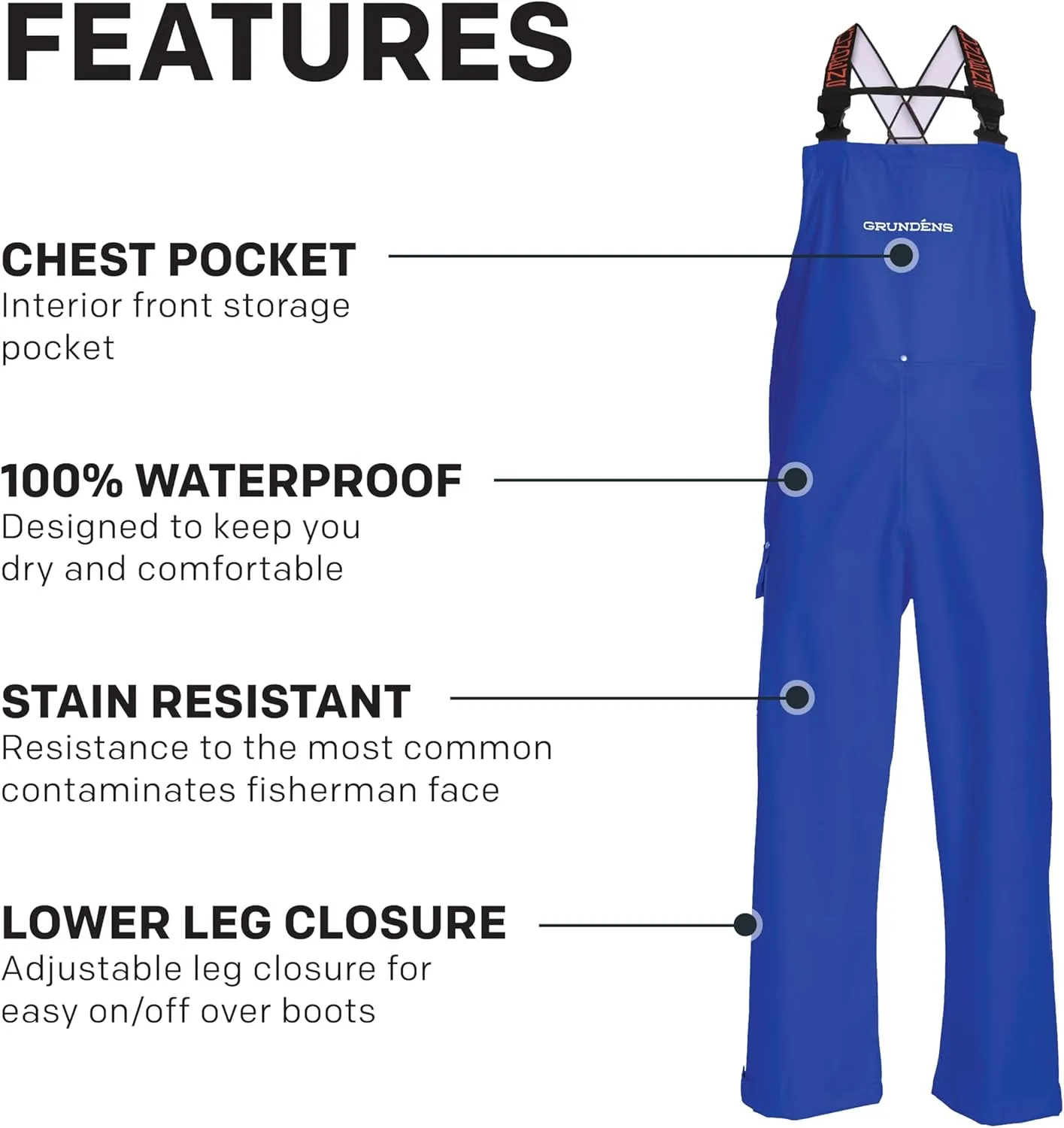 Grundens Men’s Neptune Commercial Fishing Bib Pants | Waterproof, Adjustable