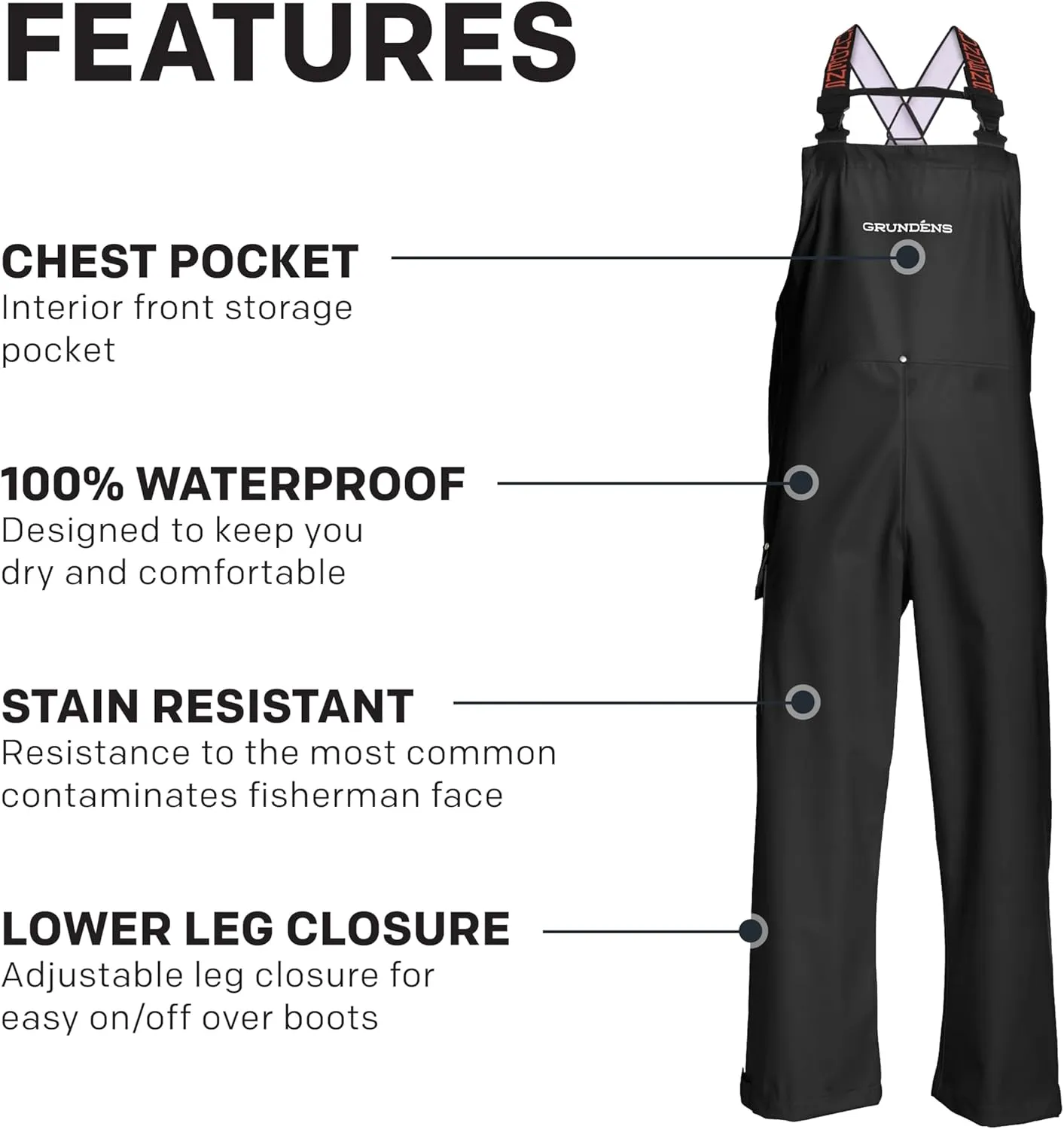 Grundens Men’s Neptune Commercial Fishing Bib Pants | Waterproof, Adjustable