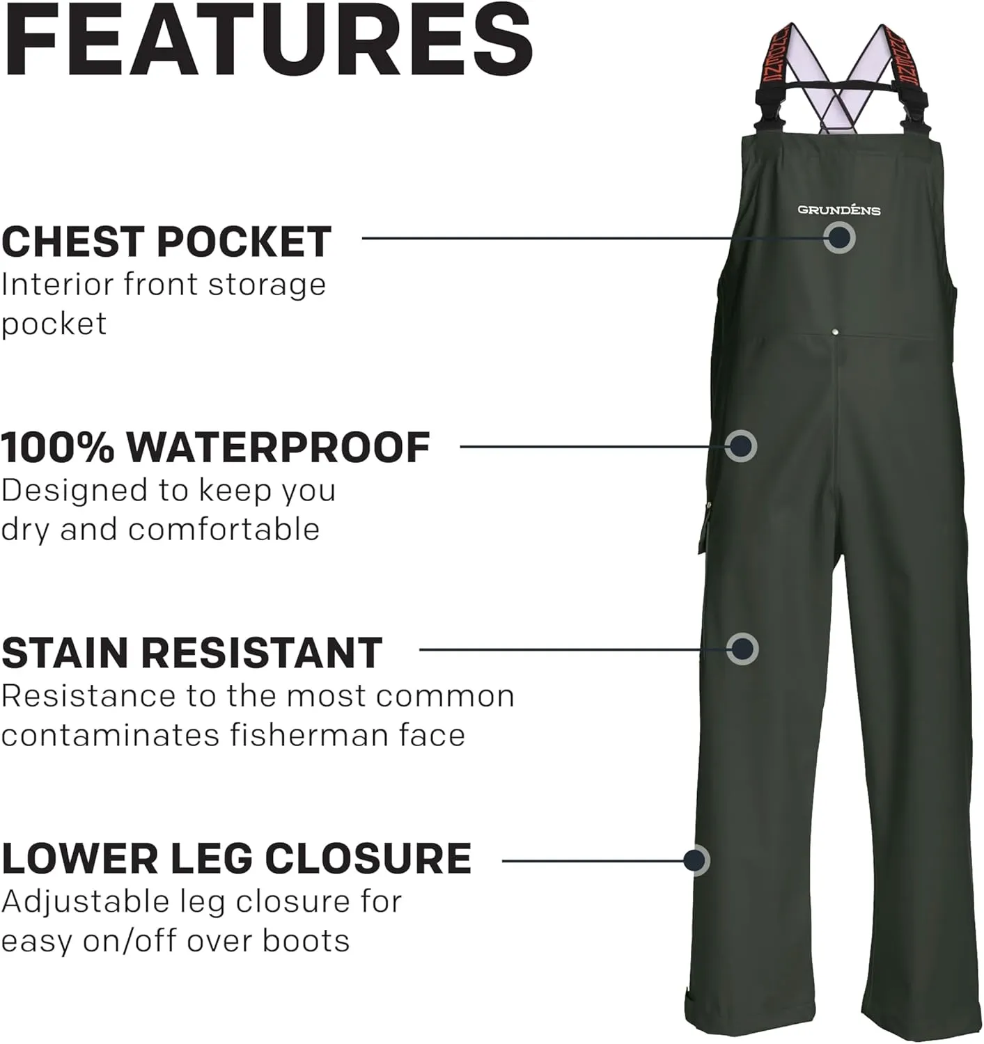Grundens Men’s Neptune Commercial Fishing Bib Pants | Waterproof, Adjustable
