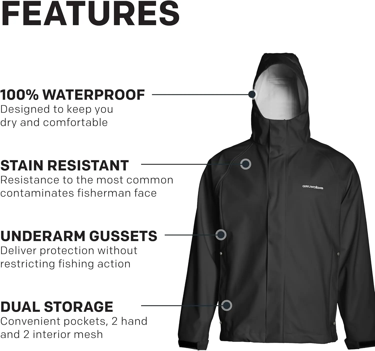 Grundens Men’s Neptune Commercial Fishing Jacket | Waterproof, Adjustable