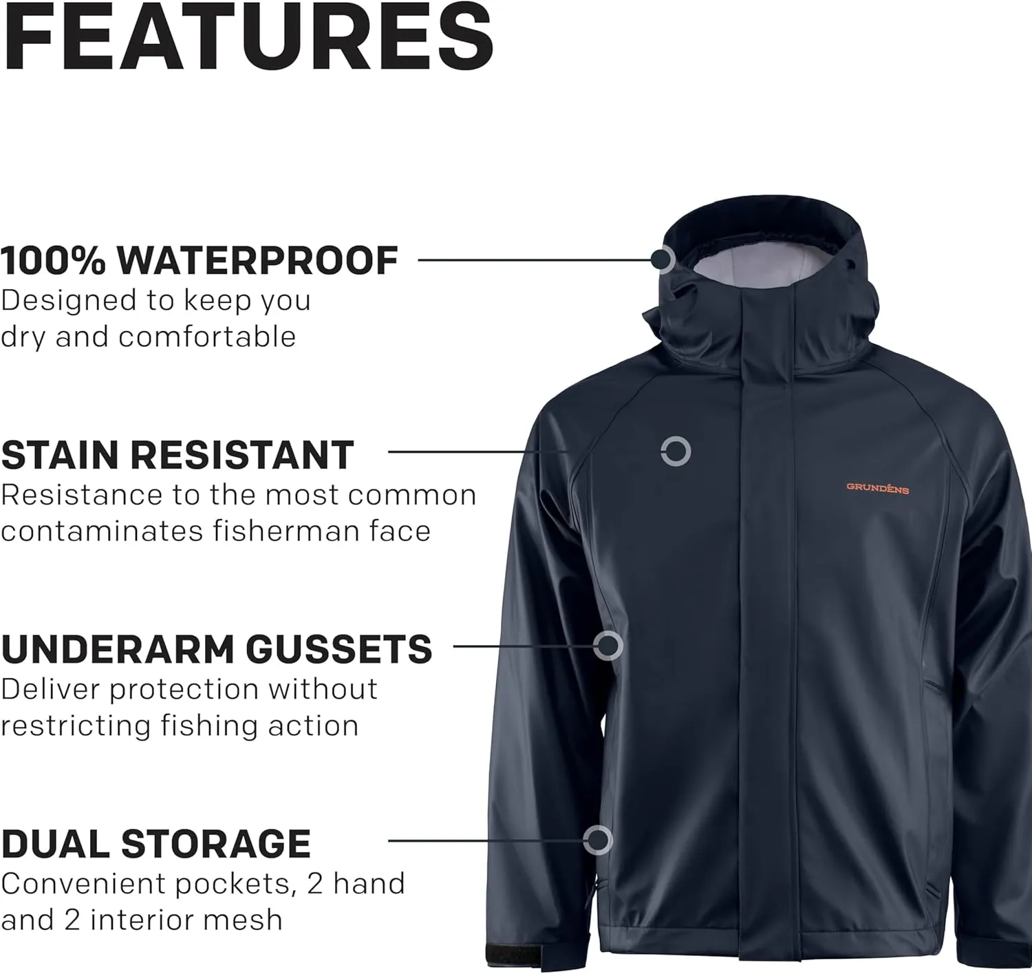 Grundens Men’s Neptune Commercial Fishing Jacket | Waterproof, Adjustable