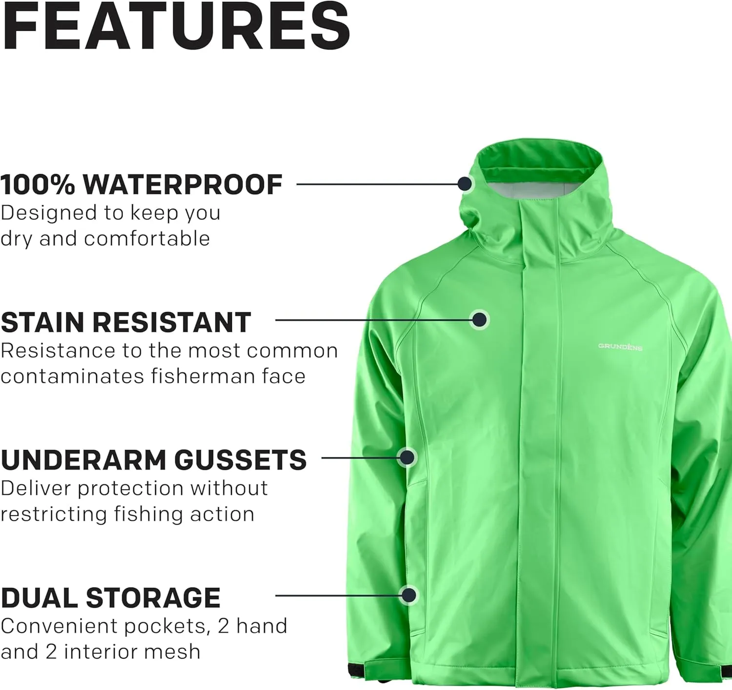 Grundens Men’s Neptune Commercial Fishing Jacket | Waterproof, Adjustable