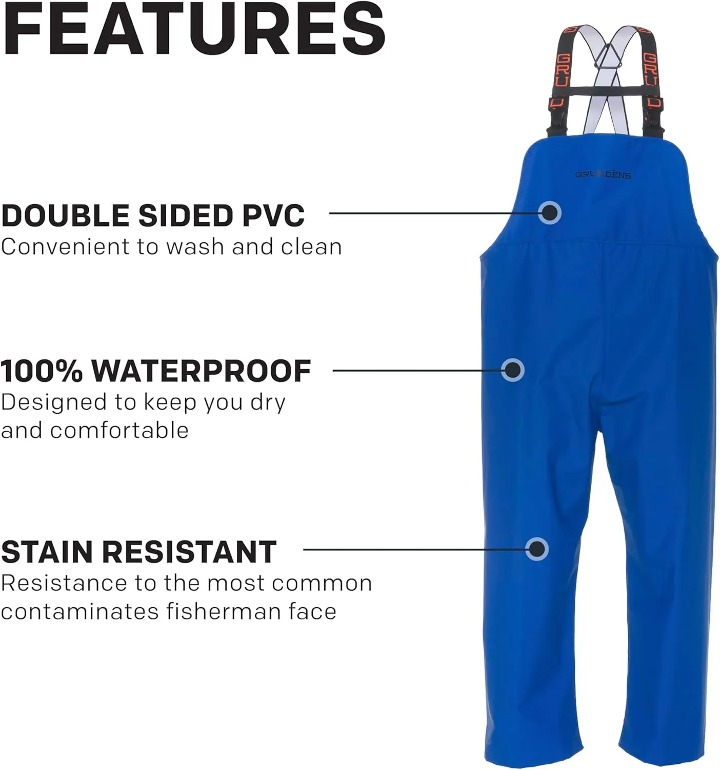 Grundens Men’s Shoreman Bib Pants | Stain-Resistant, Waterproof Seafood Processing Bibs