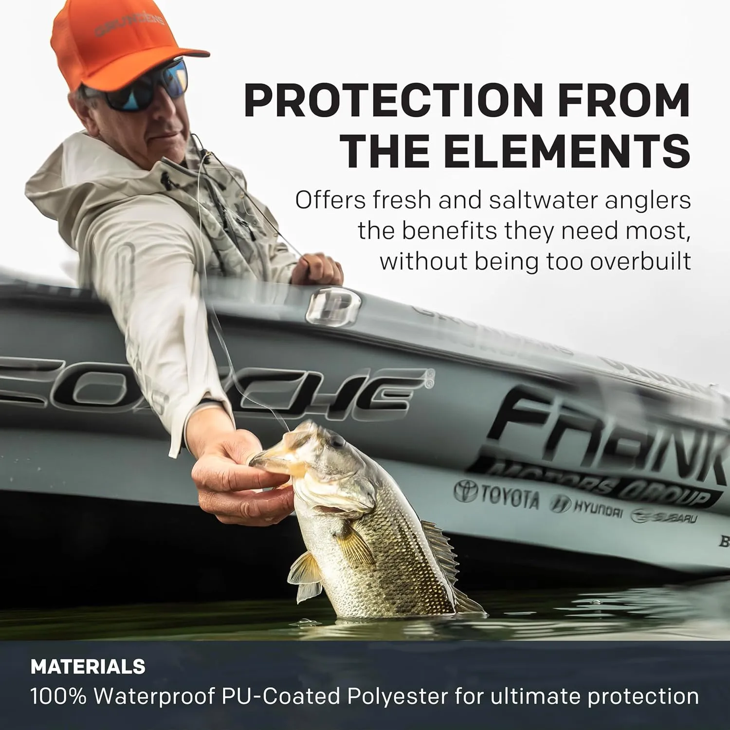 Grunden’s Men’s Tourney Jacket - Hooded Waterproof Fishing Jacket, Lightweight Athletic Fit, Packable Rain Coat